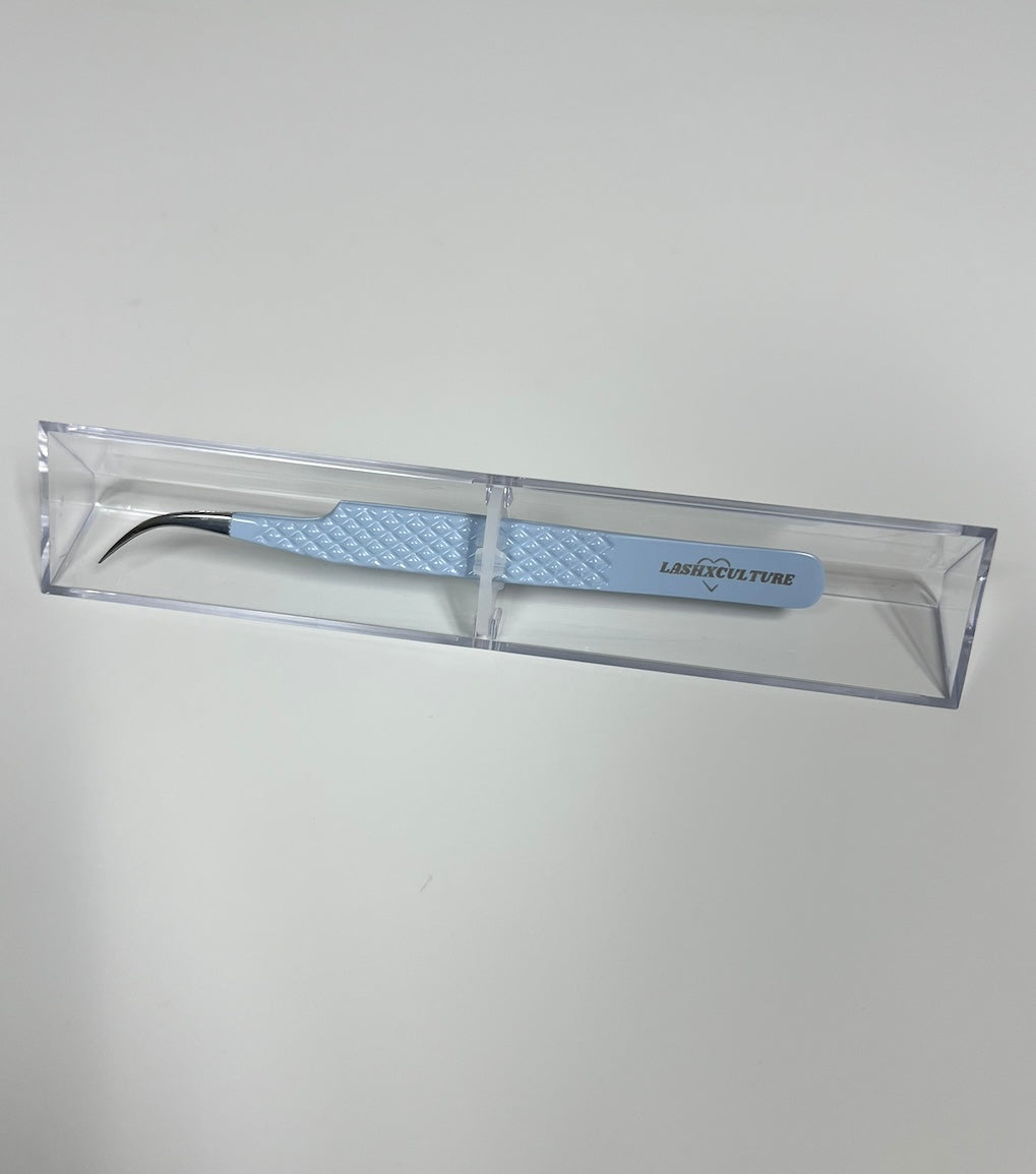 Blue curved isolation tweezer