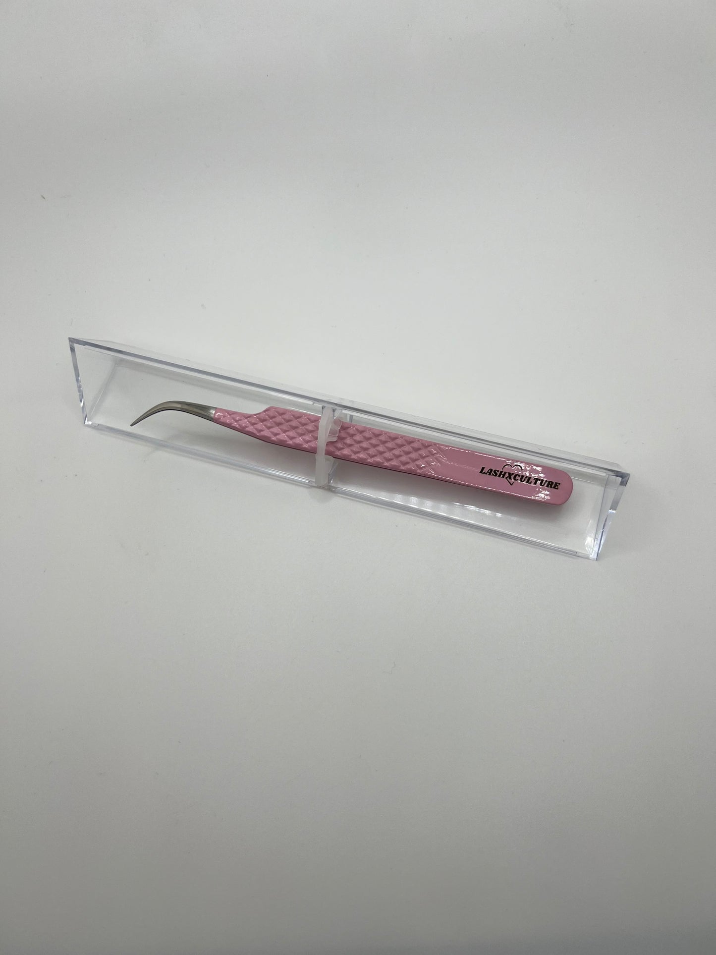 Baby pink curved isolation tweezer