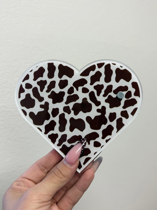 Brown cow print lash tile