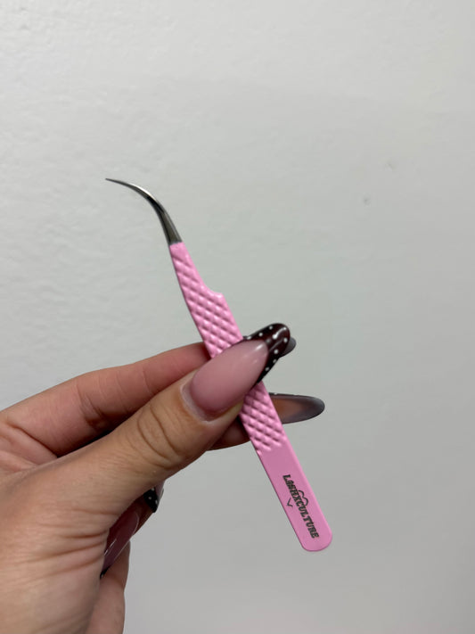 Pink curved isolation tweezer