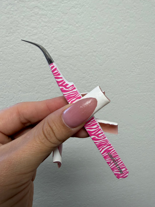 Pink Zebra Curved Isolation Tweezer