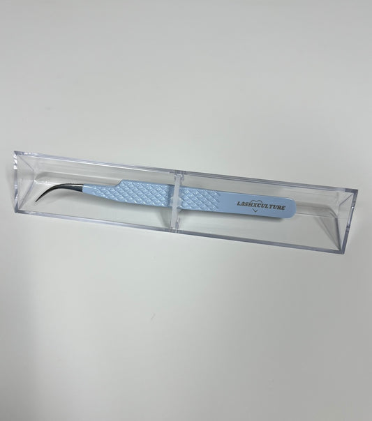 Blue curved isolation tweezer
