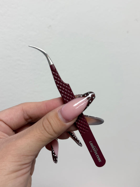 Maroon curved isolation tweezer