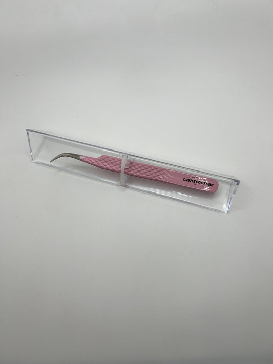 Baby pink curved isolation tweezer